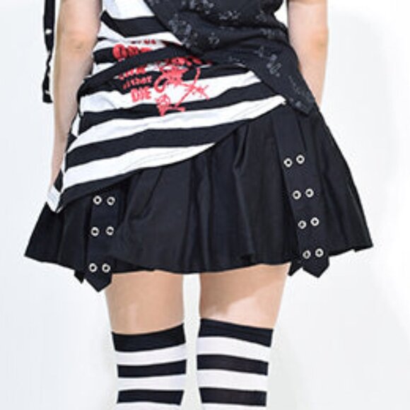 ACDC RAG - Royal Road Punk Rock Black Pleated Skirt - Picture 3 of 3